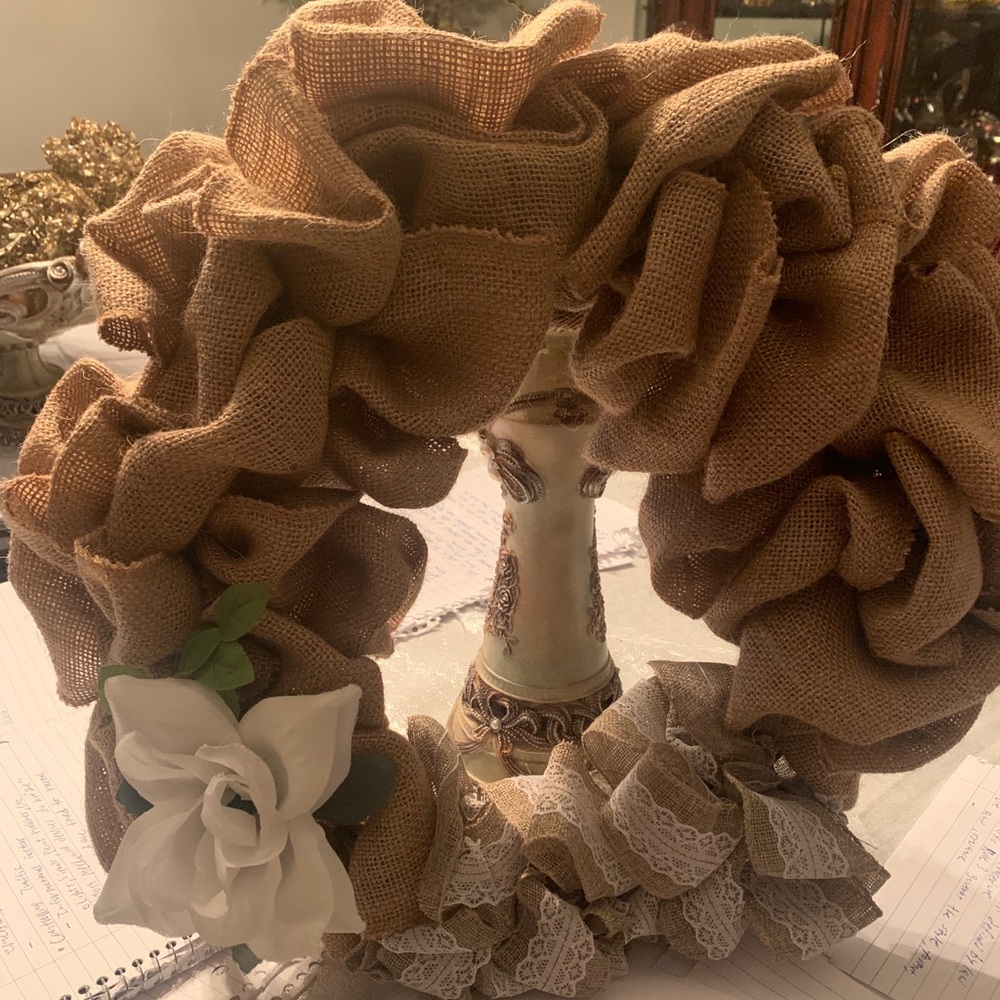 Hand made burlap wreath